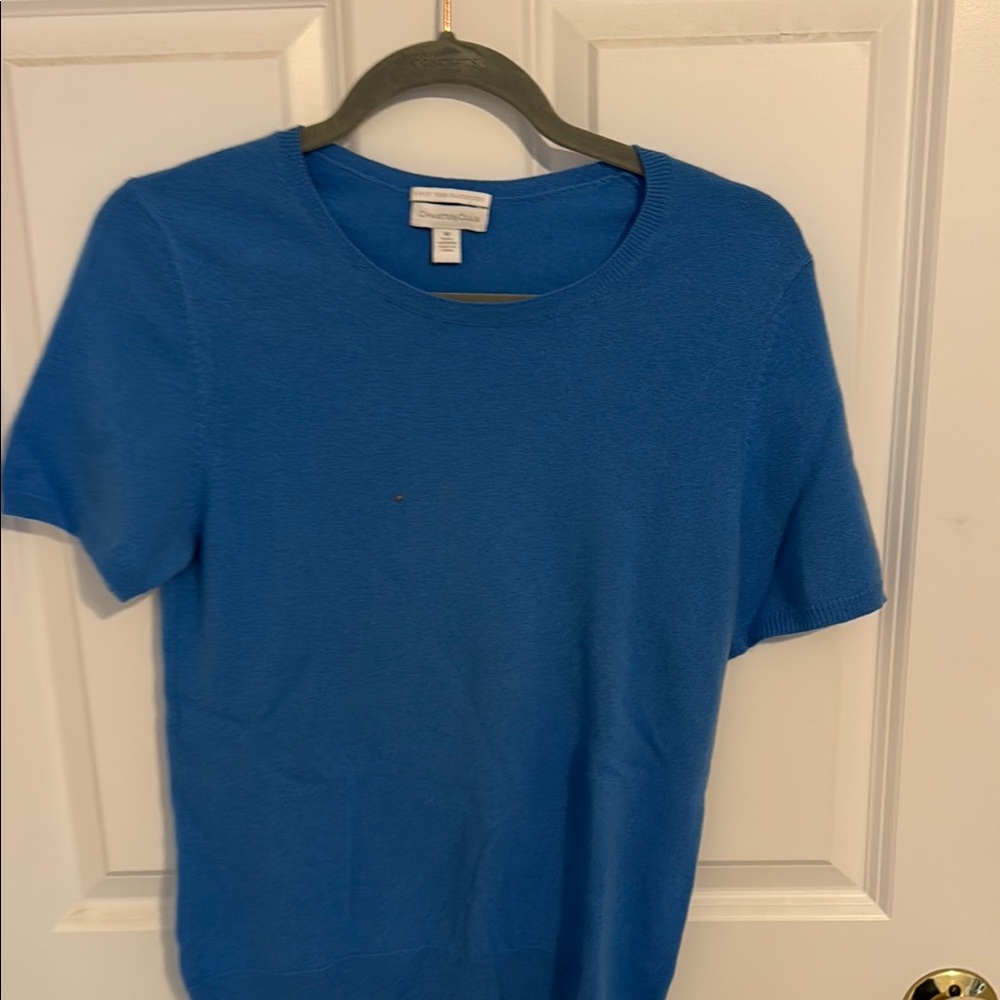 Blue Short Sleeve Knit Top (cashmere)